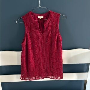 Skies Are Blue Red Lace Tank Top